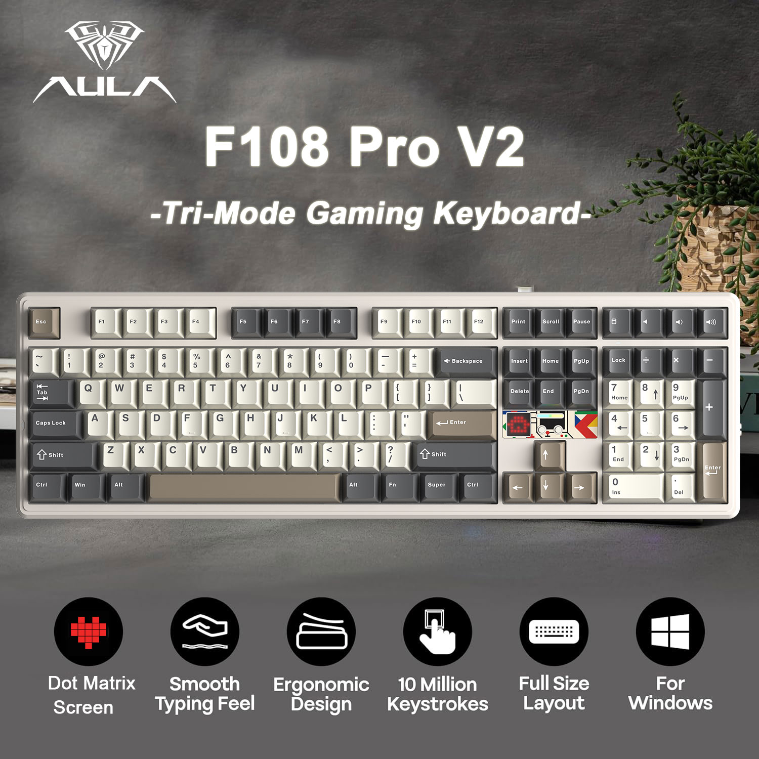 Laptop Accessories Uk - คีย์บอร์ดเกมมิ่ง AULA F108 Pro V2 100%