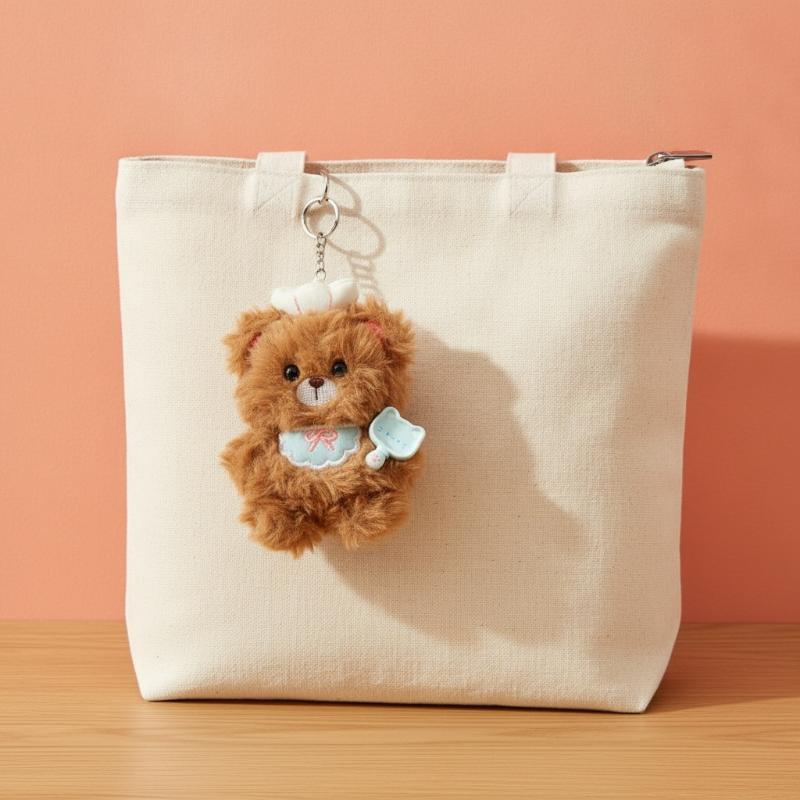 Laptop Accessories Cute - พวงกุญแจตุ๊กตาหมีเชฟนุ่มนิ่ม 1 ชิ้น น่ารักสำหรับผู้หญิง ใช้เป็นเครื่องประดับกระเป๋า ตุ๊กตาขนนุ่มสำหรับตกแต่งกระเป๋าโน้ตบุ๊ก