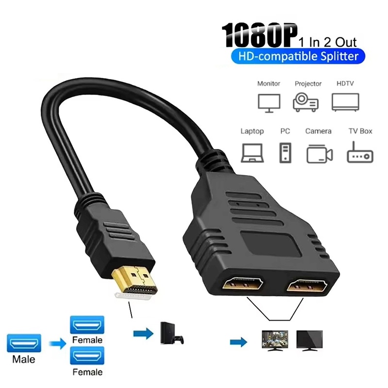 Xbox Laptop Accessories - 1080P 1 ใน 2 ออกสายเคเบิลแยกสัญญาณ HDMI