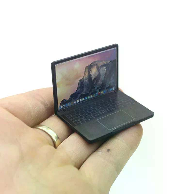 Laptop Accessories Cute - แล็ปท็อปจำลองน่ารัก ขนาด 1:12 ของตกแต่งบ้านตุ๊กตา งานฝีมือโลหะผสมขนาดจิ๋ว สำหรับตกแต่งบ้านตุ๊กตา
